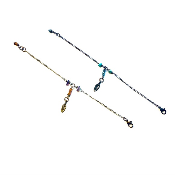 Amethyst and Feather Delicate Chain Stone Bracelet Handmade - Picture 4 of 8